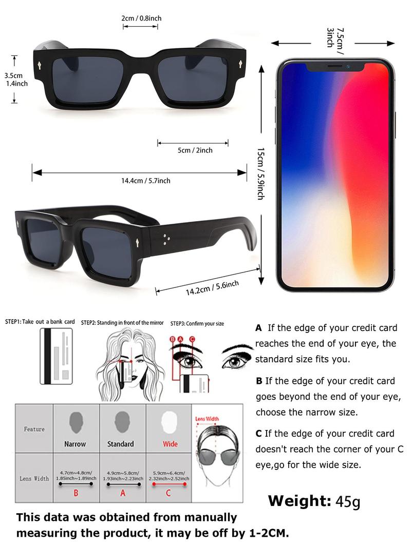 Unisex Fashionable Clear Square Frame Glasses, Trendy Casual Glasses for Everyday Use, Fashion Accessories for Outdoor Activities, Fashionable Frames Sunglasses