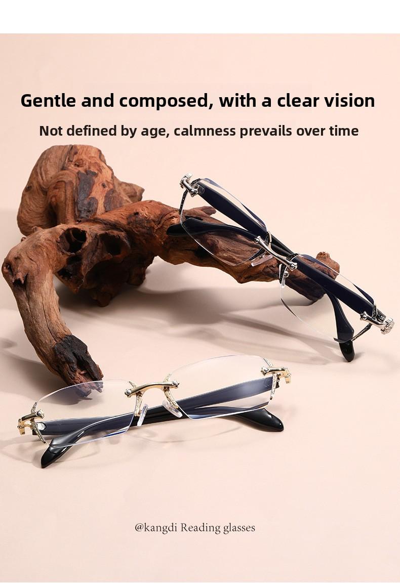 EunoiaLens Rimless High Quality Eyewear, Frameless HD Vision Glasses with Clear Lenses, Diamond-Cut Edges, Stainless Steel Fashion Temple Decor, Lightweight Unisex Adults' Accessories for Computer, Daily Use, Mens Gift