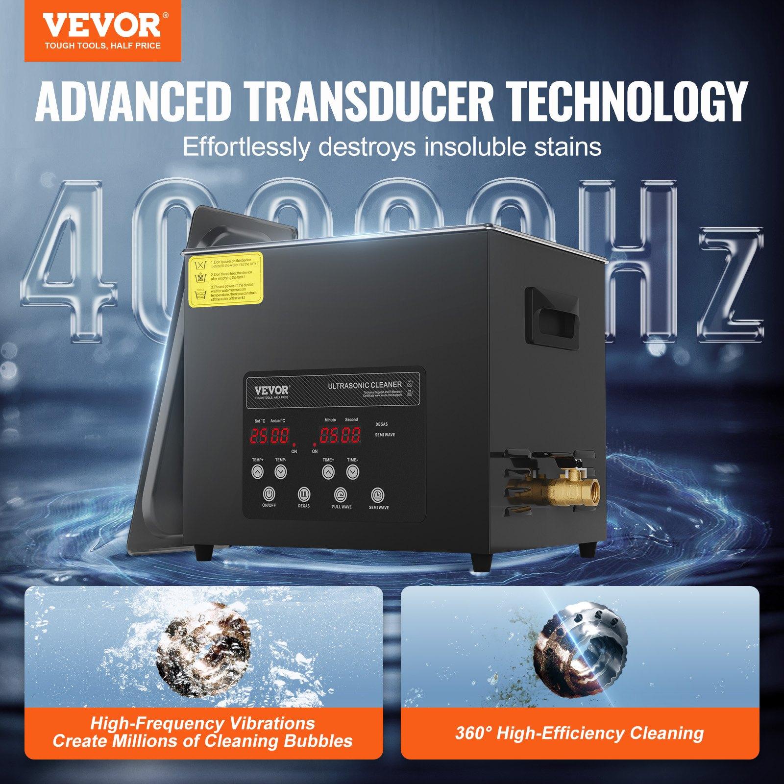 fathersdaygift  VEVOR 10L Ultra Sonic Cleaner, 240W Digital Ultrasonic Cleaning Machine with Gentle Mode Upgraded Degassing, 40kHz Industrial Ultrasound Cleaner with Heater Timer for Retainer, Jewelry, Tools