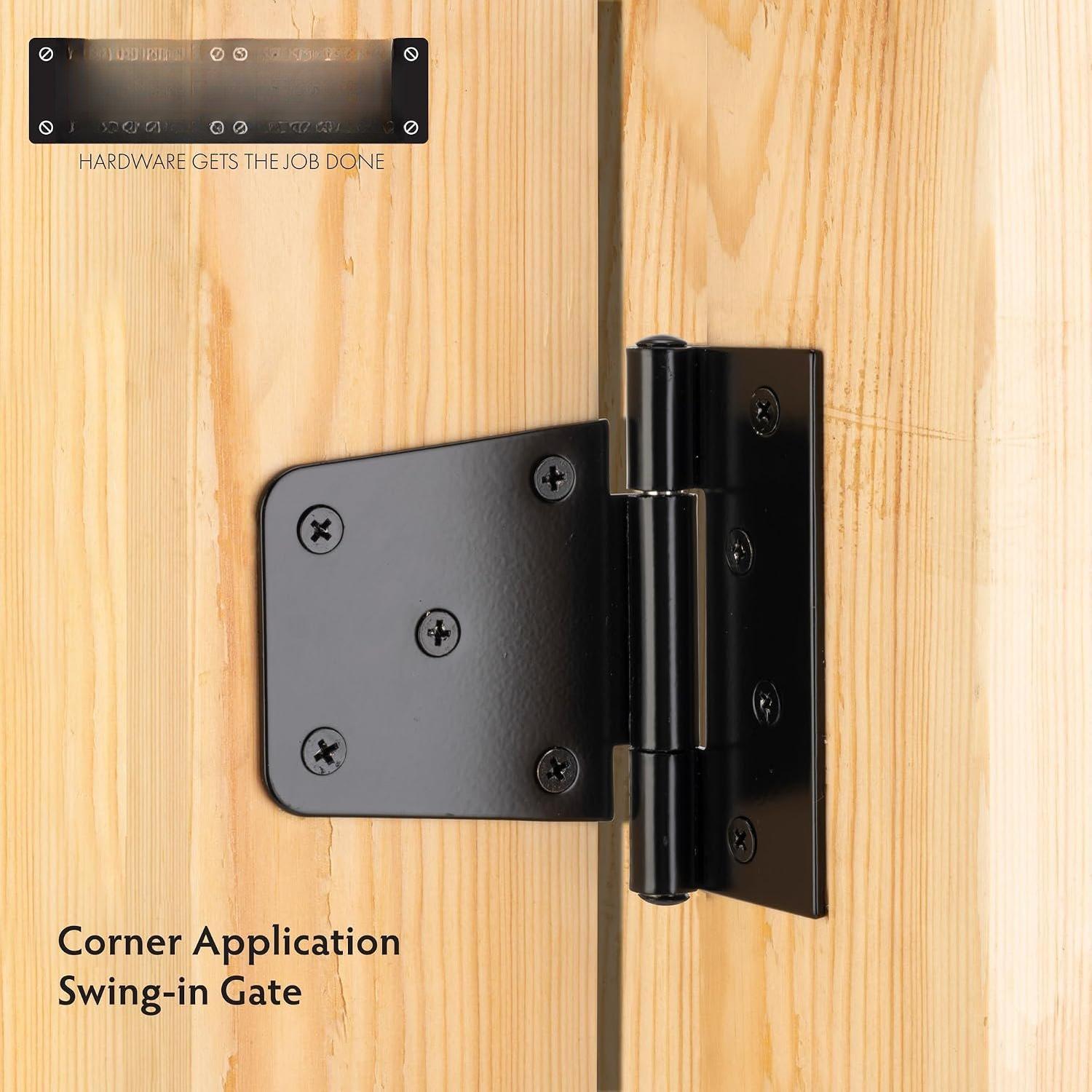 3-1/2" Heavy Duty Gate Hinges, Black Iron Door Hinges with Screws, Durable Gate Strap Hinges for Wooden Fences Gate Shed Barn Door, 2 count