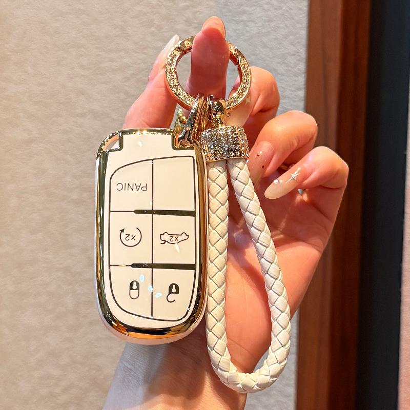 Key Fob Cover, TPU Car Keys Protector Case For For jeep Chrysler 200 300 For Dodge For RAM For Challenger For Journey Smart Remote Keyless，5 button key sleeve case cover