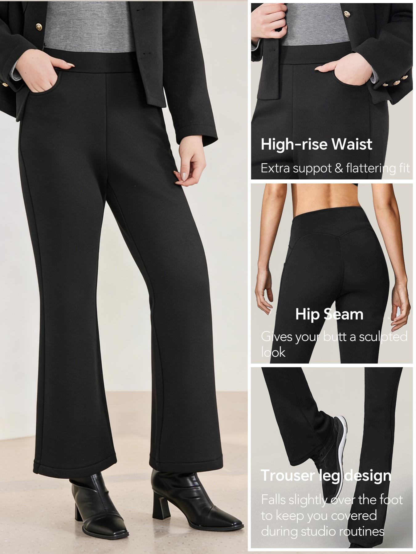 3PCS Plus size Cozy Women's Fleece-Lined Flare Pants - Soft, Warm High Waist Skinny Thermal Flares with Pockets for Winter Daily Activities