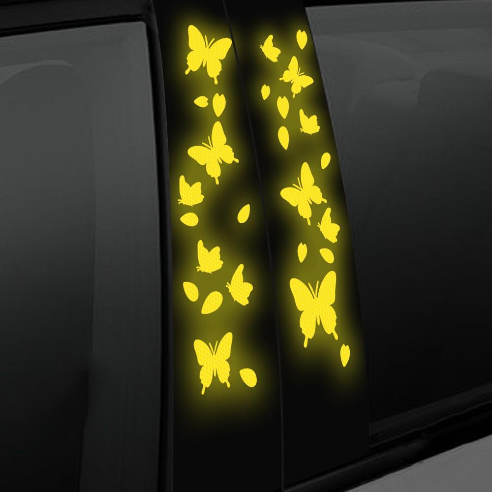 Butterfly Reflective Decal Cherry Blossoms Sticker for Car B-Pillar Decals, Night Reflective B-Pillar DIY Sticker, Self-Adhesive Vinyl Decal