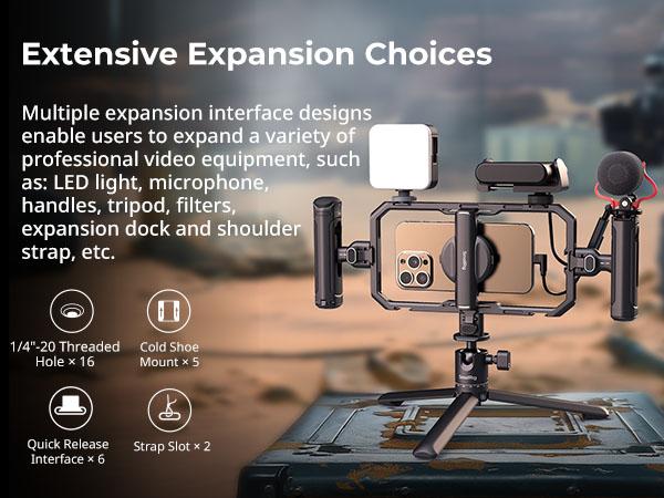 SmallRig Universal Quick Release Phone Cage Kit Basic, Aluminum Smartphone Video Rig Kit with Wireless Control Dual Handles and Phone Clip, Support for MagSafe, for iPhone for SamSung for Pixel - 641.7