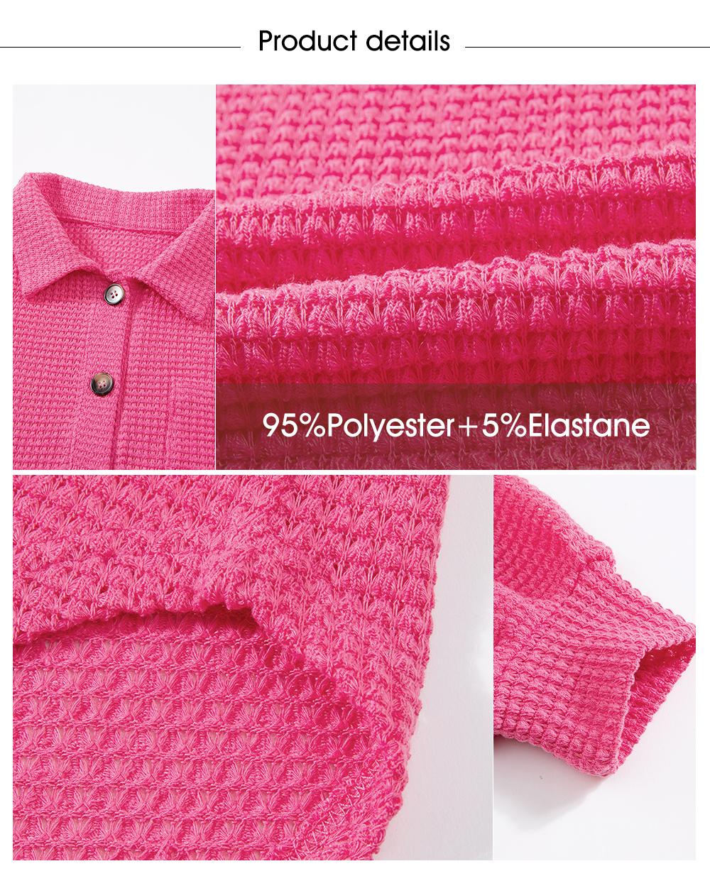 EVALESS Women's Oversized Henley Waffle Shirts Tops Button V Neck Long Sleeve Lightweight Mesh Knitwear Tunic Blouses 2026 Casual Fall Outfits Green Minimalist Style