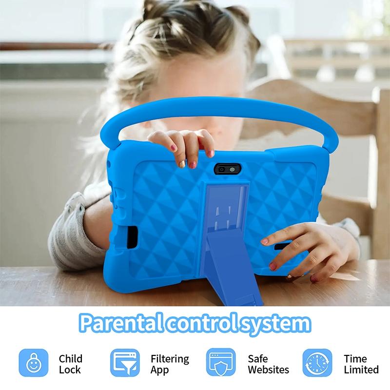 7-Inch Android Learning Entertainment Tablet with Education Software, USB Charging, Quad-Core Processor, 4GB RAM, HD IPS Display, Parental Lock, Dual Cameras