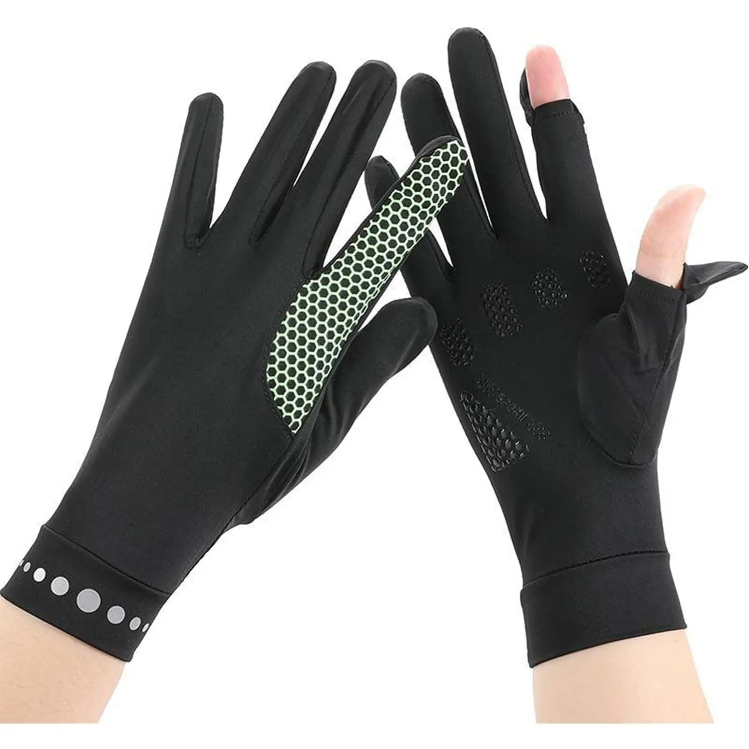 UV-Protection-Gloves for Men Women UPF 50+ Sun-Gloves with 2 Fingers-Flip Lightweight-Cooling Non-Slip Driving Gloves