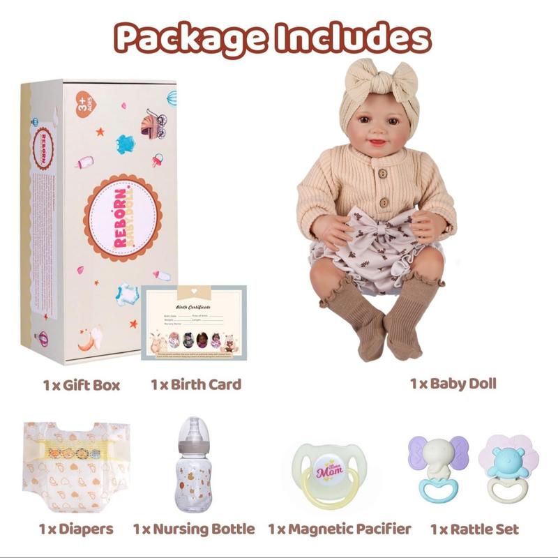 Babeside 20 Inch Reborn Doll Set with Cloth Body and Vinyl Limbs, Unisex Gift Box Included, Perfect for Christmas New Year Birthday Gifts, Soft Dolls