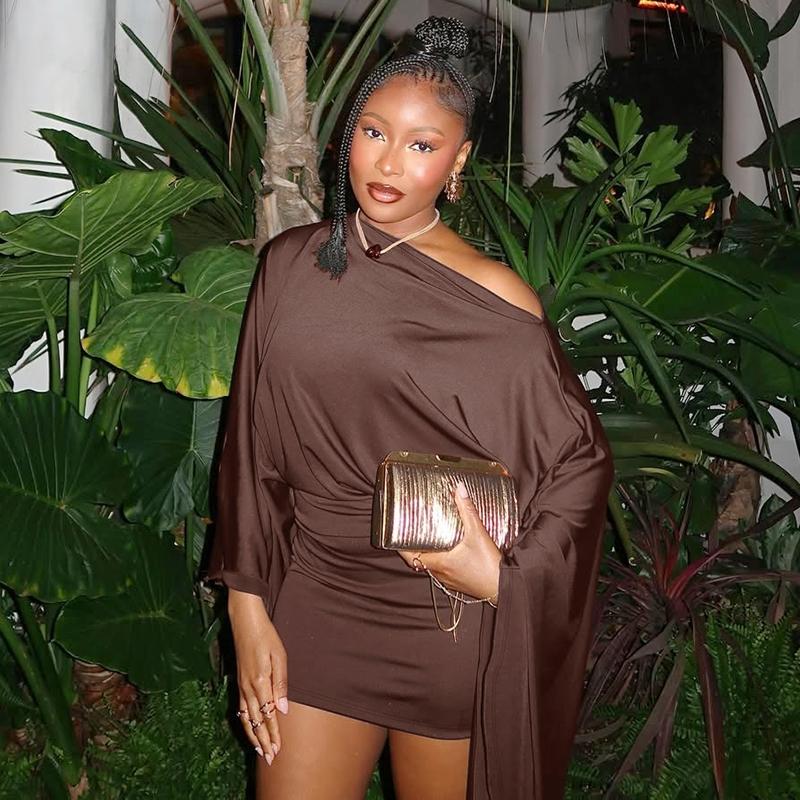 Women Spring Autumn Long Sleeve Party Club Evening Bodycon Mini Dress