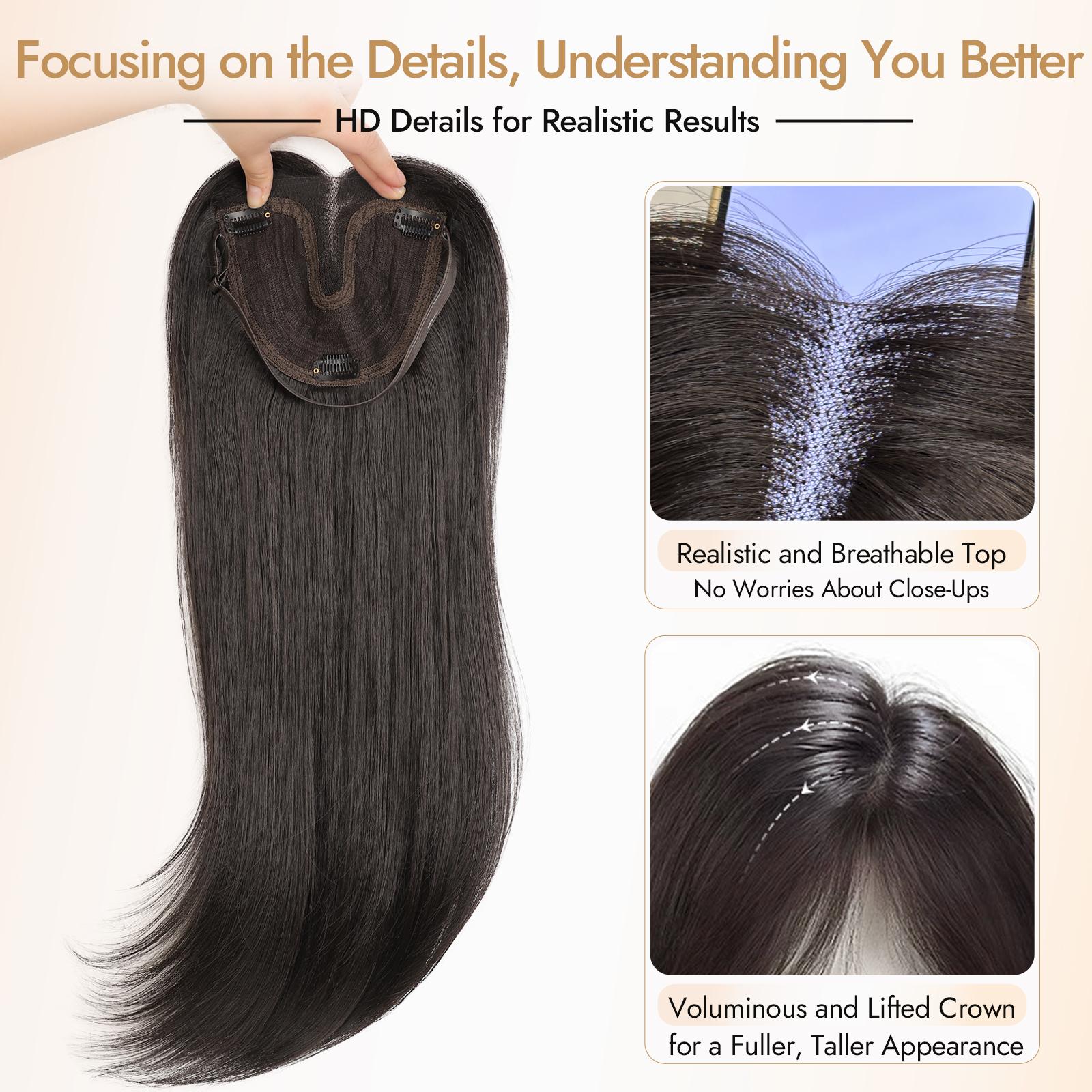 [AISI HAIR]Hair Topper Clip 24inch 3D 360° Cover Hair Toppers for Women with Thinning Hair Easy to Wear Fluffy Toppers Hair Pieces for Women with 3 anti-slip clips Many Colors