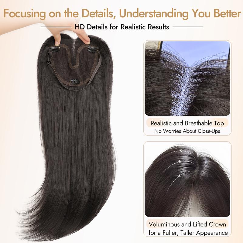 [AISI HAIR]Hair Topper Clip 24inch 3D 360° Cover Hair Toppers for Women with Thinning Hair Easy to Wear Fluffy Toppers Hair Pieces for Women with 3 anti-slip clips Many Colors