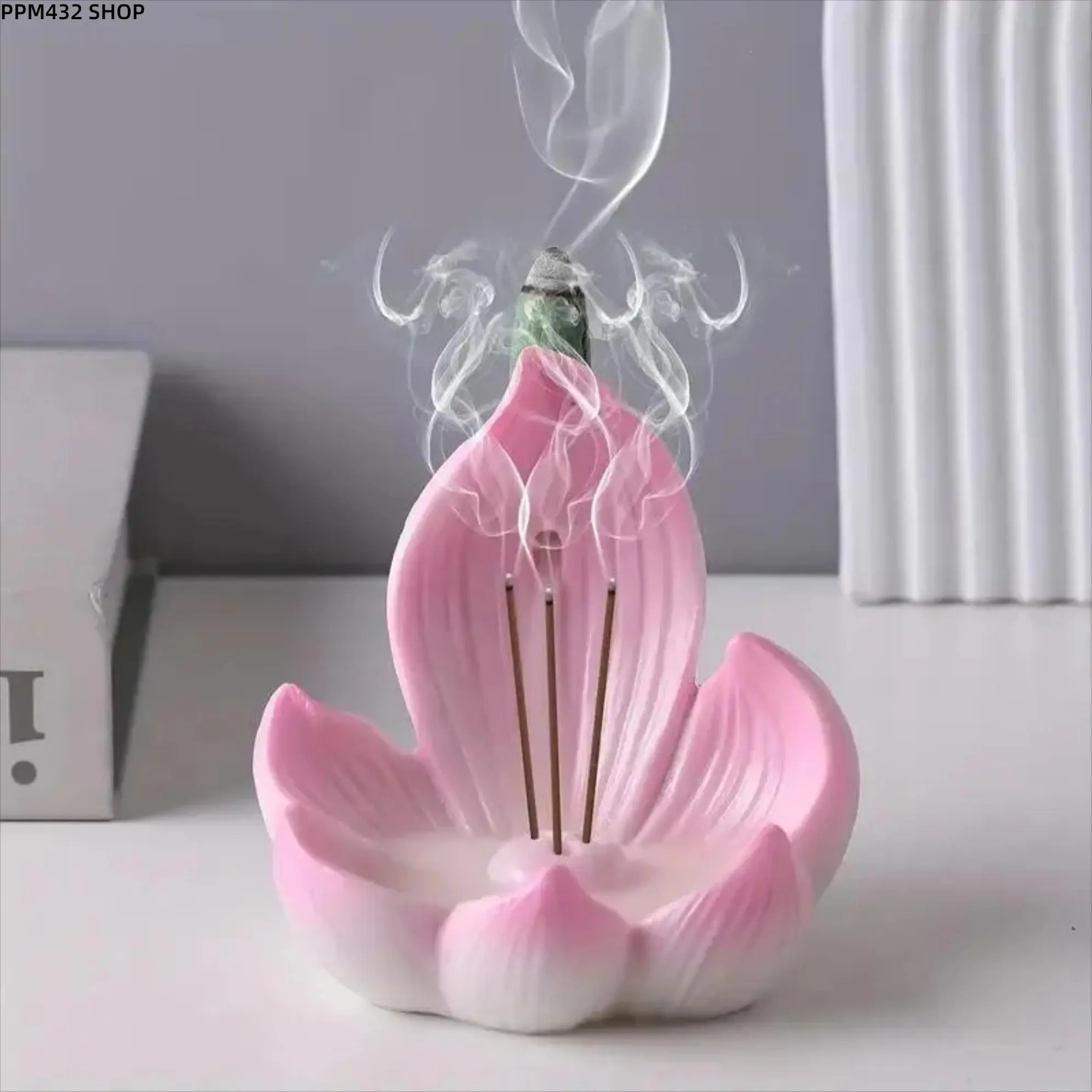 Resin Lotus Flower Incense Holder - Elegant Lightweight Aromatherapy Stand, Home Decor Accessory for Yoga Meditation Relaxation, Christmas & Special Occasion Decorative Gift
