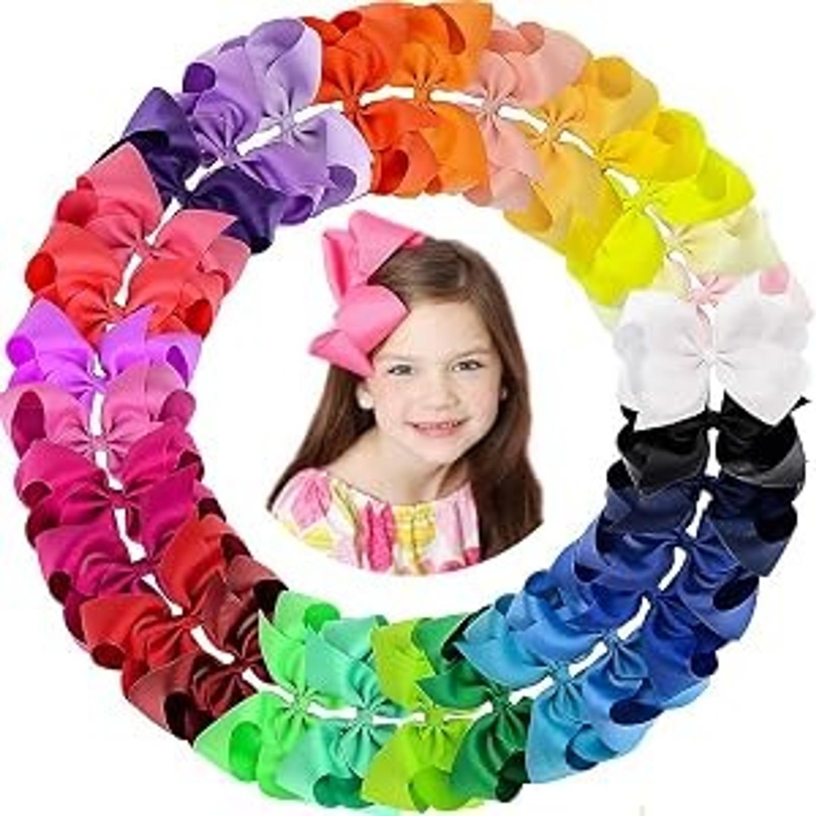 Hair Bows for Girls, 30 Colors 6 Inch Grosgrain Ribbon Hair Bows Clips Alligator Clips Barrettes Hair Accessories, Back to School, Party, Photography, Christmas, Travel | Grosgrain Ribbon Bows Hair Alligator Clips Hair Barrettes for Girls Toddler Inf