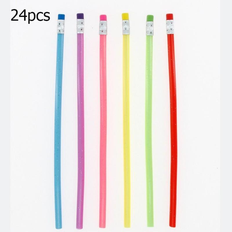 Random 6/12/24 Pieces Transformable Pencils, Creative Stationery for Students, Bendable Writing Pens, Soft Erasable Pencils