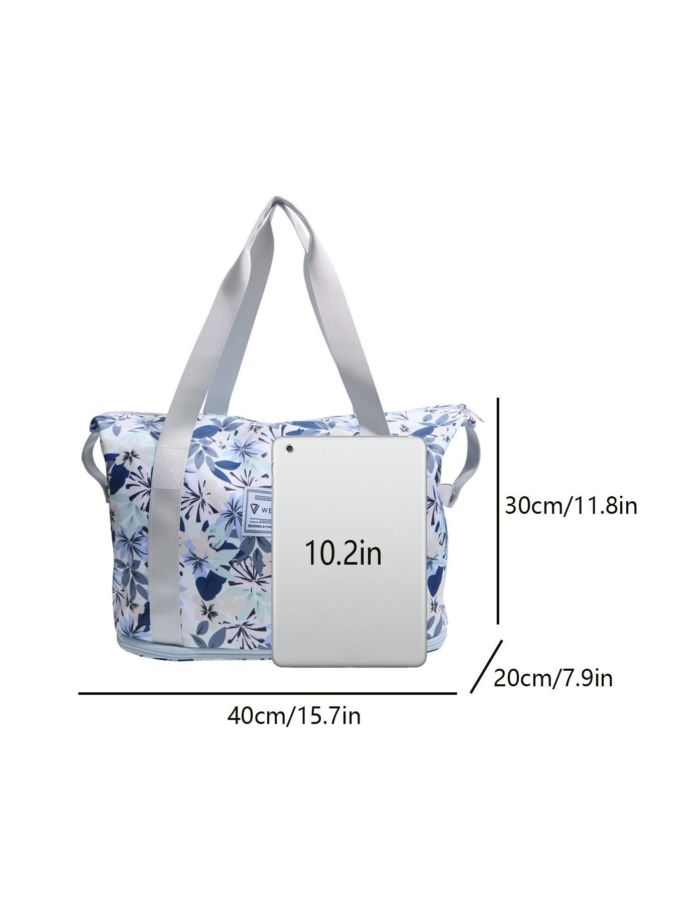 1pc  Simple floral versatile travel bag with new plant print design, large capacity layered storage, hand-held crossbody, fitness travel, commuting, business travel, lightweight travel bag