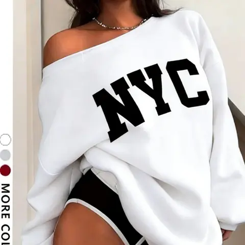 Nyc Letter Oversized Hoodie, Loose-Fitting Chic Casual Wear, Perfect for Daily & Home Comfort, Trendy Fall&winter Fashion