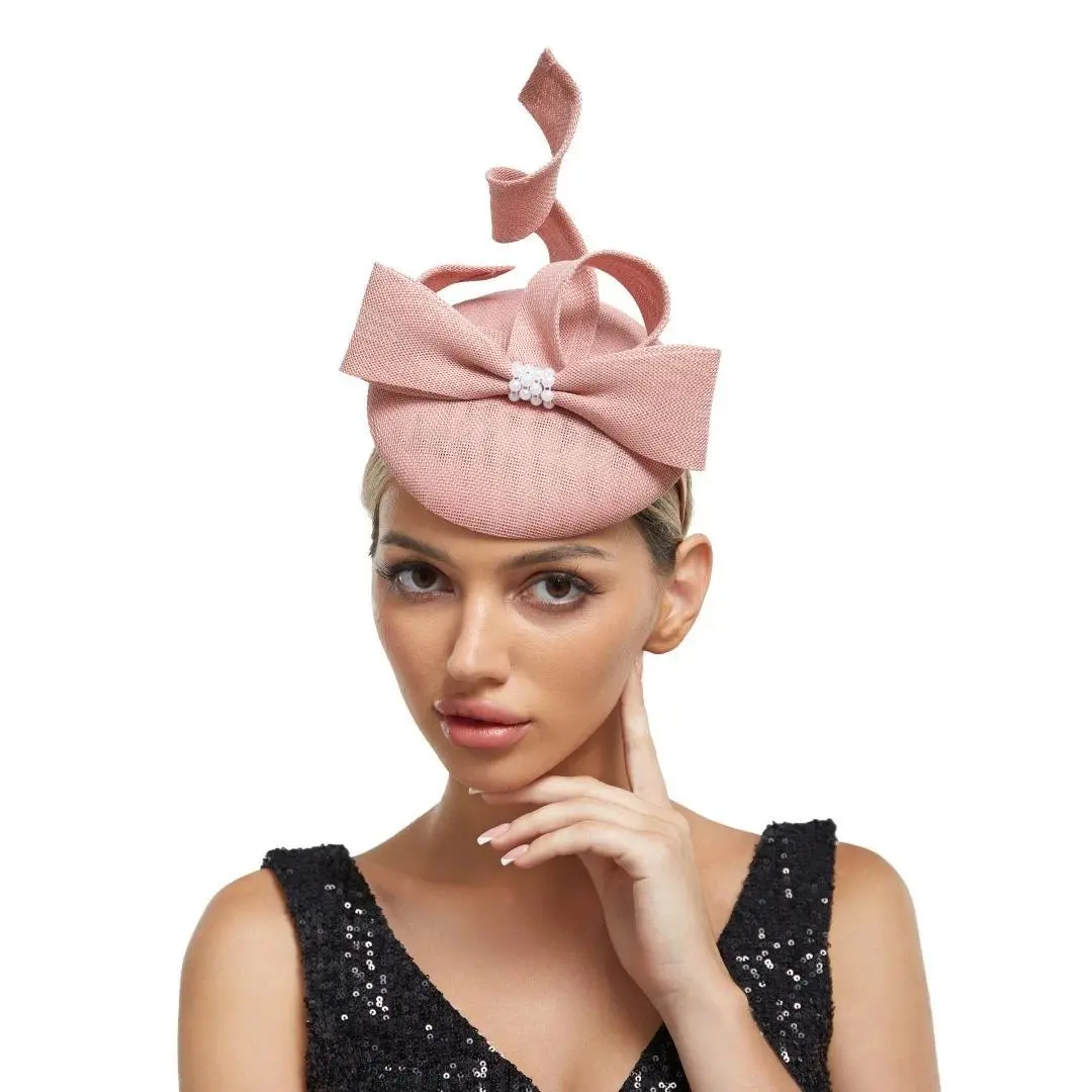 2025 New Fascinator Hat Wedding Church Headpiece Pearl Formal Event Tea Cap Kentucky Derby Race Millinery Cocktail Hat