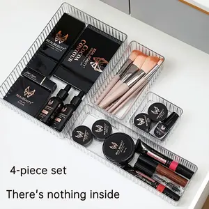 Acrylic Drawer Organizer Set, Cosmetic Storage Box with Dividers, Desktop Makeup Tray, Skincare Organizer for Vanity Table