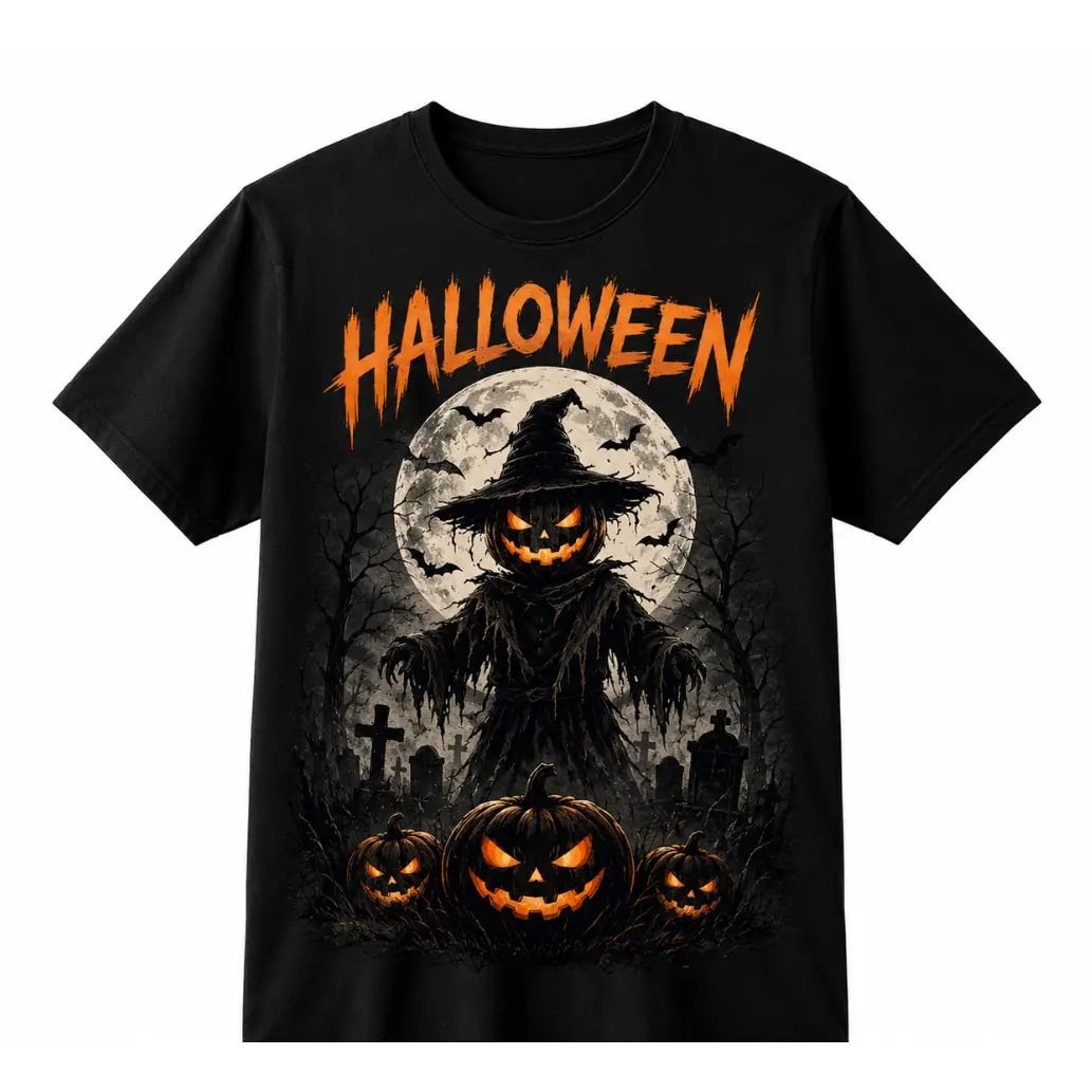 Wholesale Halloween Graphic T Shirt Custom Printed Cotton Halloween Tee Casual Unisex T-Shirt Halloween Party Apparel Clothing