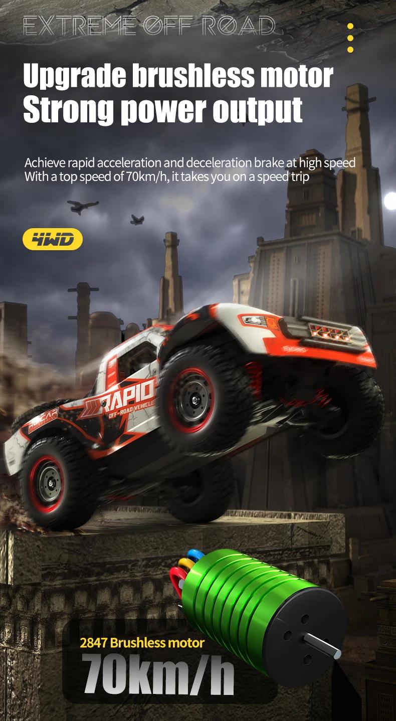 1:14 70KM/H 4WD RC Car with Light Brushless Motor Remote Control Cars High Speed Drift Monster Truck Adults Kids Toy