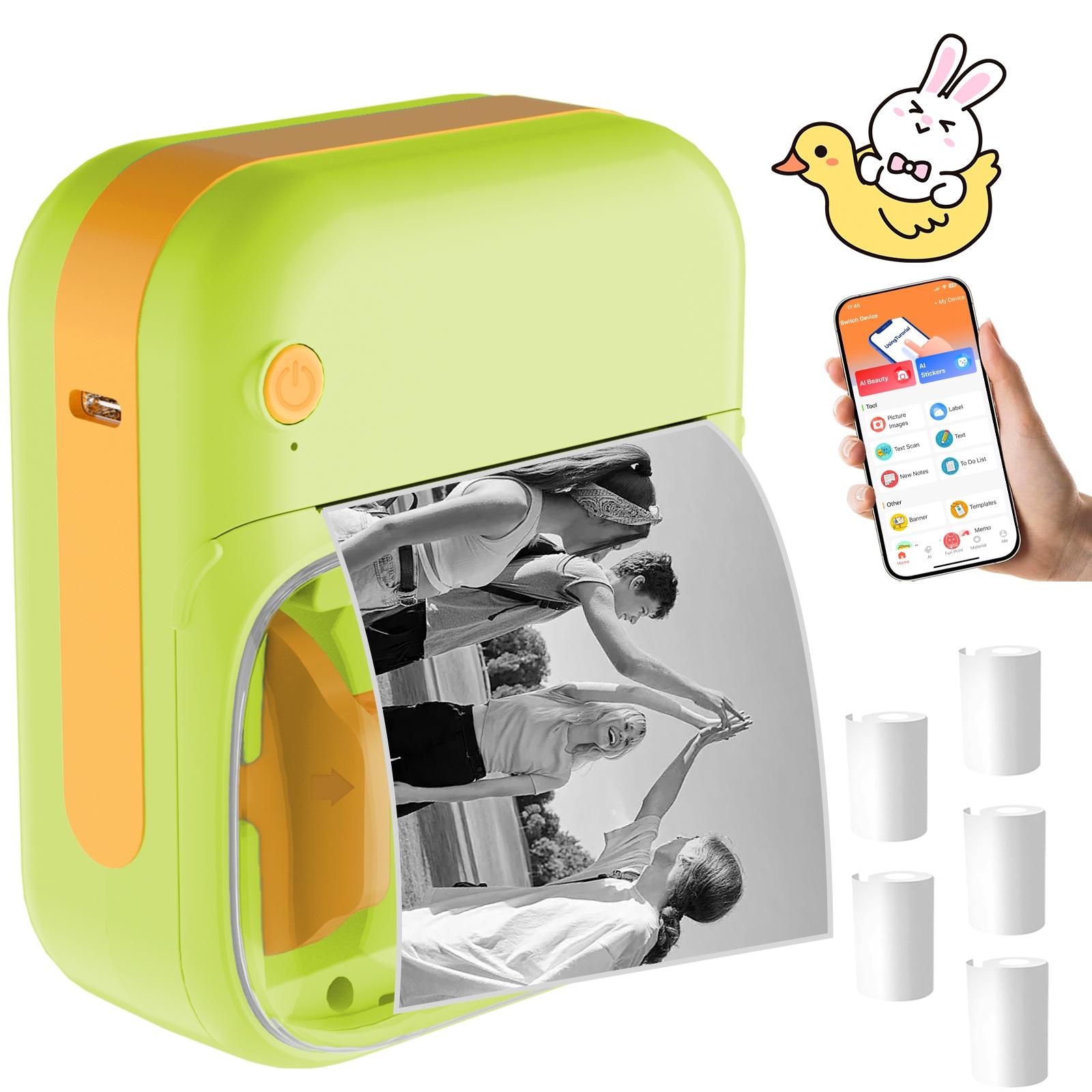 Mini Bluetooth Printer - Portable Thermal Printer for Diary/DIY Scrapbooking/Travel/Notes/Lists/Labels/Memos, Receipt Printer Ideal for Children's Christmas Birthday Gifts, Halloween and Thanksgiving Presents