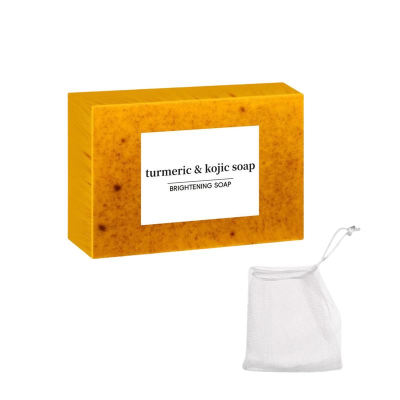 Turmeric Kojic Acid Soap Bar, Natural Soap Bar with Soap Saver Bag, Moisturizing Gentle Kojic Acid Soap Bar Set for All Skin Types