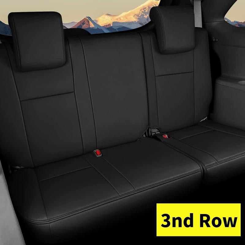 Custom Fit Seat Covers for Toyota Highlander 2020-2025 | 8 Passenger 3 Row Black - Airbag Compatible | 2020-2024 w/ 2nd Row 40/60 Split - Seat Protector