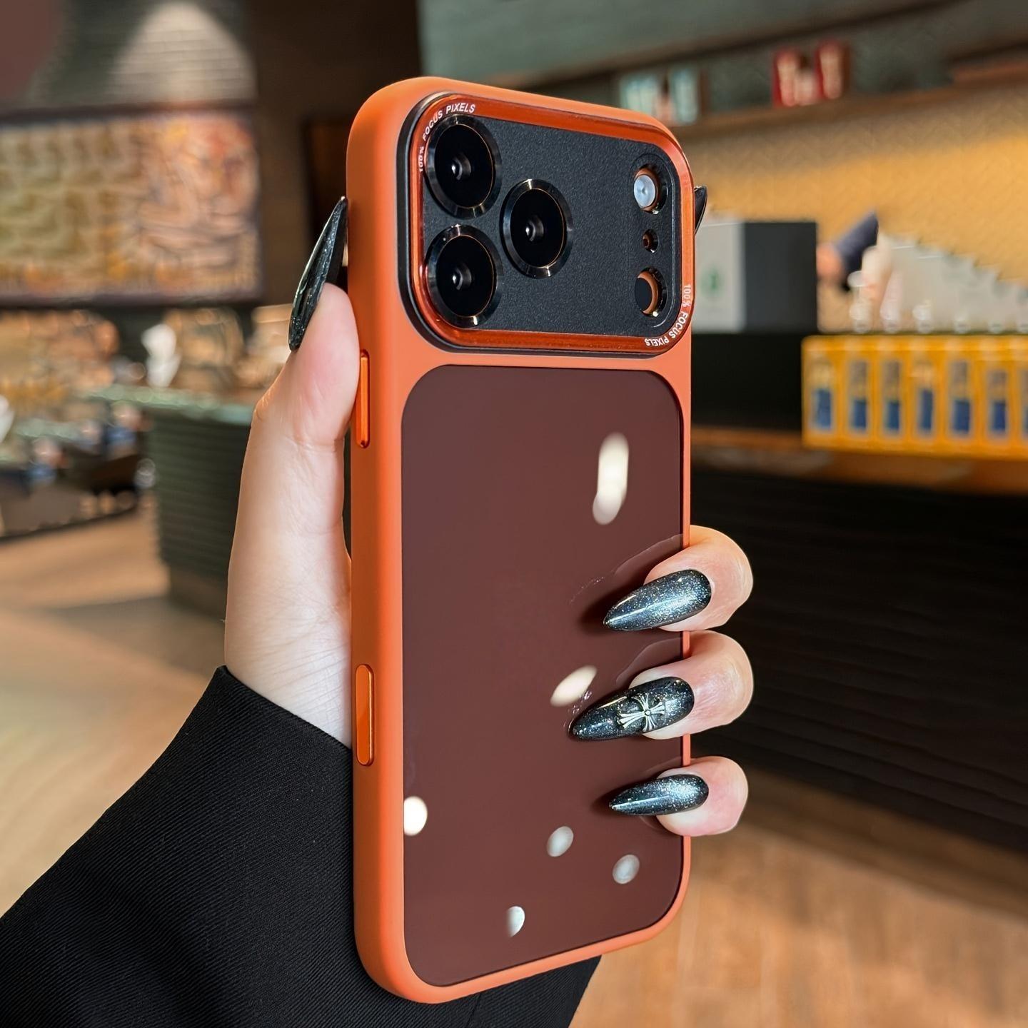 Luxury High-quality Translucent Metal Lens Frame Protective Case for iPhone 17 Pro Max ,17 Air ,17 Pro,17,16,16Pro,16 ProMax,15,15Pro,15 ProMax, 14 14Pro Max Simple and Stylish Case for Men Women Acrylic Hard Case,Minimalist Design, Premium Construction