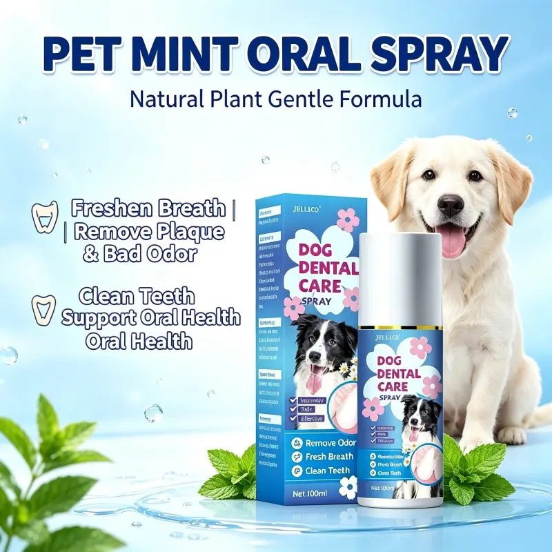 Natural Plant Pet Mint Oral Spray Freshen Breath Remove Bad Breath Odor Reduce Dental Plaque Clean Teeth Gentle Oral Care Spray Maintain Pets Oral Health