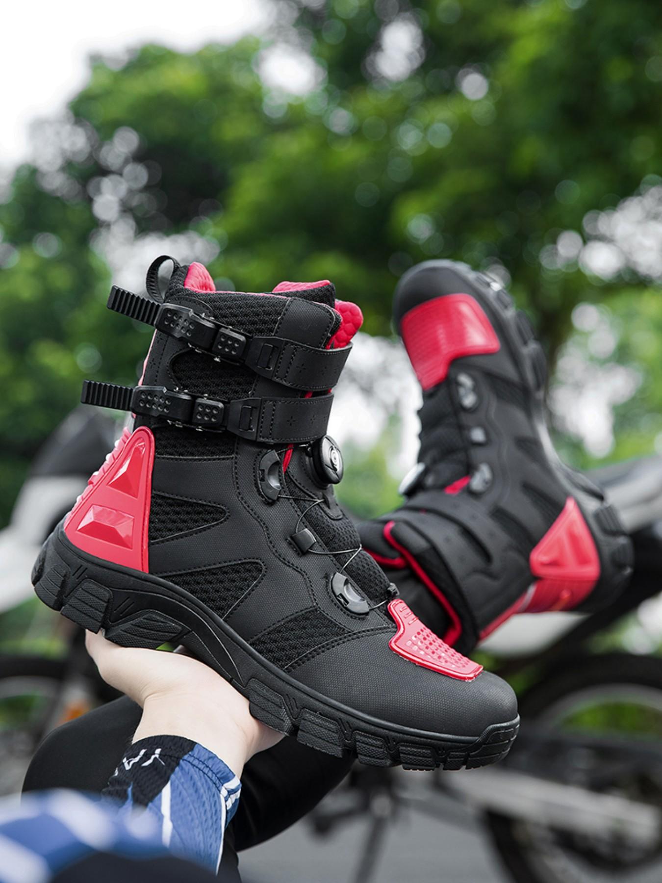 Men's Motorcycle Riding Shoes, Anti-Slip Racing Boots, Waterproof Safety Design, Comfortable and Secure, Ideal for Safe Cycling