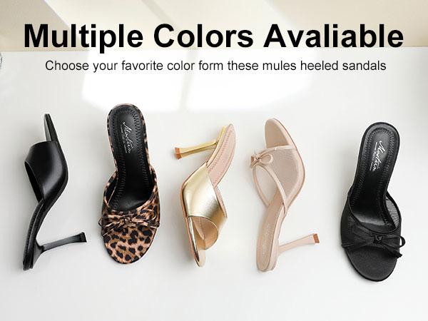 Mostrin Kitten Heels for Women Round Toe Heels With Bow Vintage Mules Sexy Slip on Stiletto Backless Sandals for Party Daily Shoe Footwear