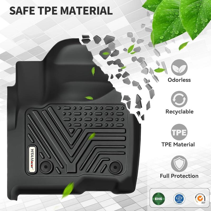 OEDRO Floor Mats Compatible with 2014-2018 Chevy Silverado/GMC Sierra 1500 Crew Cab, 2015-2019 Silverado/Sierra 2500 HD/3500 HD Crew Cab, Custom Fit Liners, 1st & 2nd Row All-Weather Protection