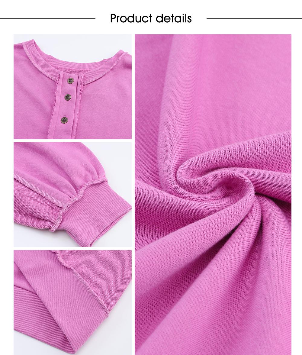 EVALESS Women's Oversized Button Henley Sweatshirts,Casual Long Sleeve Pullover Sweater,V Neck Solid Patchwork Tunic Tops,2026 Fashion Womenswear Fall Winter Outfits