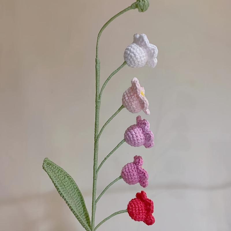 Handcrafted Crochet Flower Bouquet Set - Artificial Lilies, Carnations, Tulips & Forget-Me-Nots - Fabric Floral Arrangement for Christmas, Graduation, & All Seasons Decor - Tabletop Display