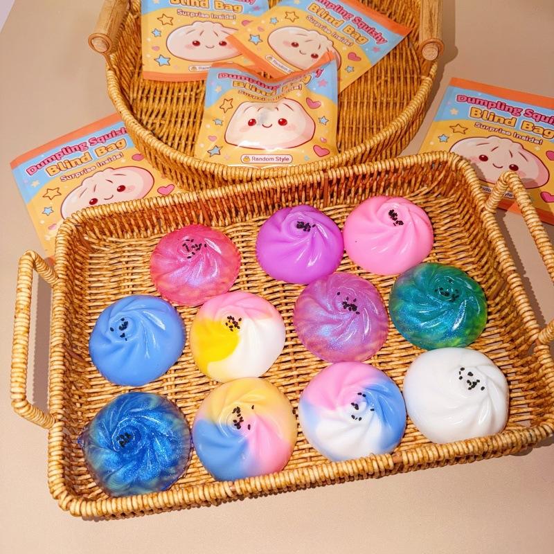 Baozi Squishy Toy for Children, Simulated Food Stress Relief Gadget, Internet-famous Transparent Dumpling Crystal Stress Reliever