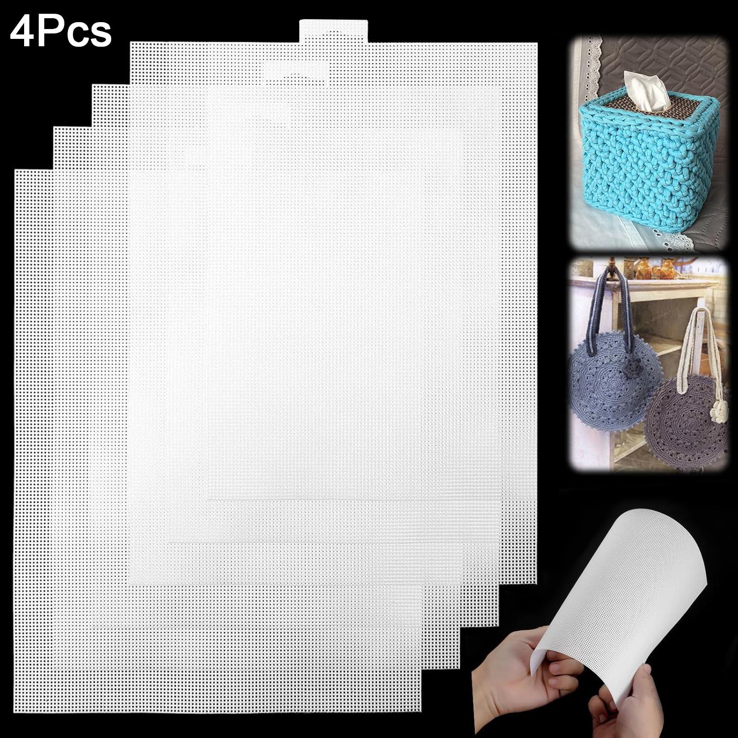 4 Pack 14tc Plastic Mesh Canvas Sheets, 11x8.26 Inches, Ideal for Embroidery, Knitting Projects, Monster Masks & Aquarium Splits
