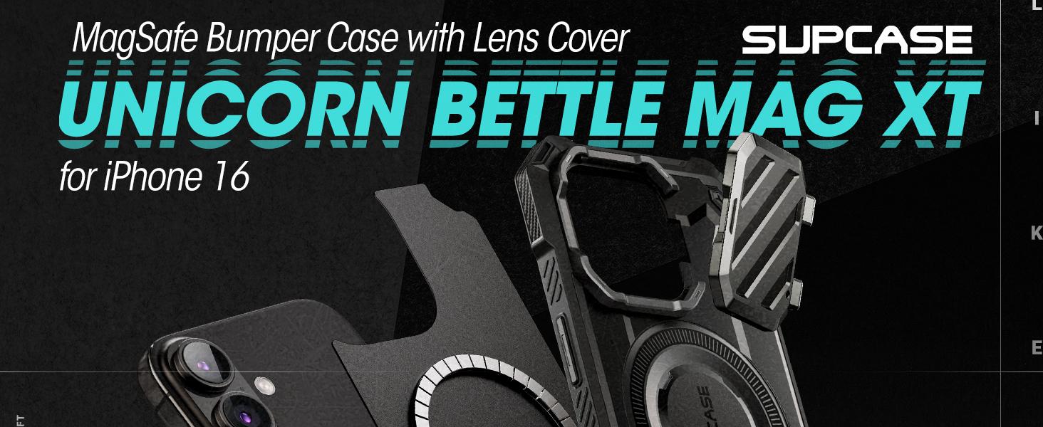 SUPCASE iPhone Cases for iPhone 16 Case/15/14/13 Pro/Pro Max (UBMag XT)with Camera Cover, [Compatible with MagSafe] Heavy Duty Rugged Case with Built-in Kickstand Protector Case Cellphone Casing