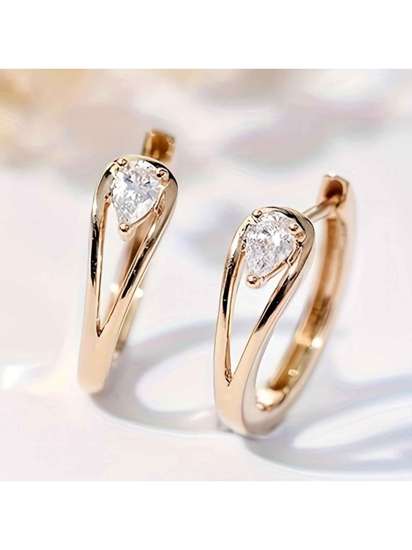 Water Drop Zircon Earrings for Women Fashion Daily Crystal Stud Earrings Wedding Party Office Suit Accessories Trendy Gift