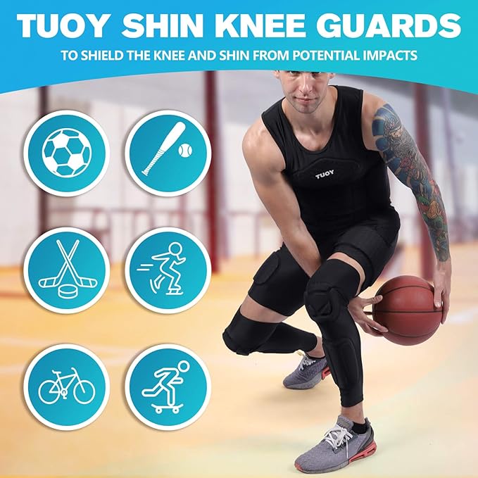 【HolidayHaul】TUOY Shin Guard Pads with Compression Tack for Football, Basketball, Wrestling, and Volleyball - Protective Arm Safety Gear - Sports Eva Foam Shock Leg Supporter Leg Protector 【HolidayHaul】TUOY Shin Guard Pads with Compression Tack for Football, Basketball, Wrestling, and Volleyball - Protective Arm Safety Gear - Sports Eva Foam Shock Leg Supporter Leg Protector
