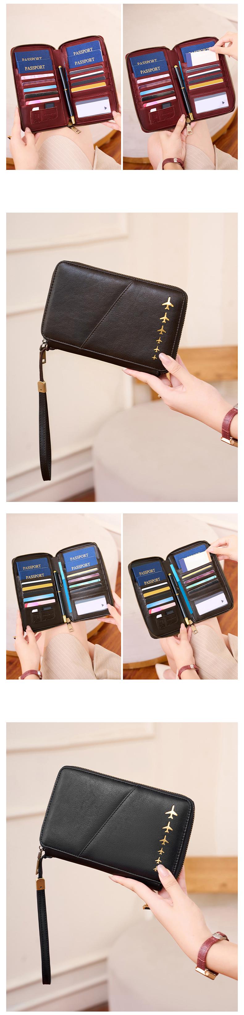 Multi functional zipper travel card holder, passport cover that can hold 5 passports, RFID shielded card holder, travel accessories, travel essentials, ideal gifts, Christmas, Valentine's Day, unisex passport bag, family travel document, Passport Wallet