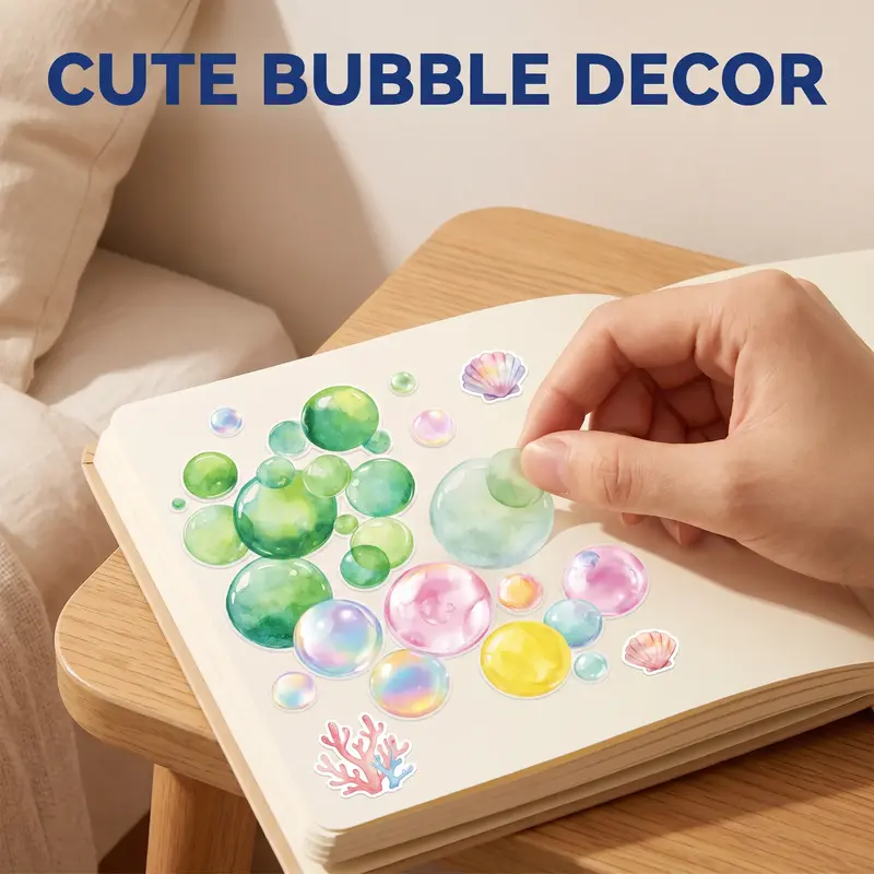 50 Pcs Bubble Stickers, Colorful Bubble Decorations, Underwater Themed Birthday Decor, Mermaid Party Supplies, Bathroom Wall Art, Decorative Stickers, Decoration Items, Sticker Set