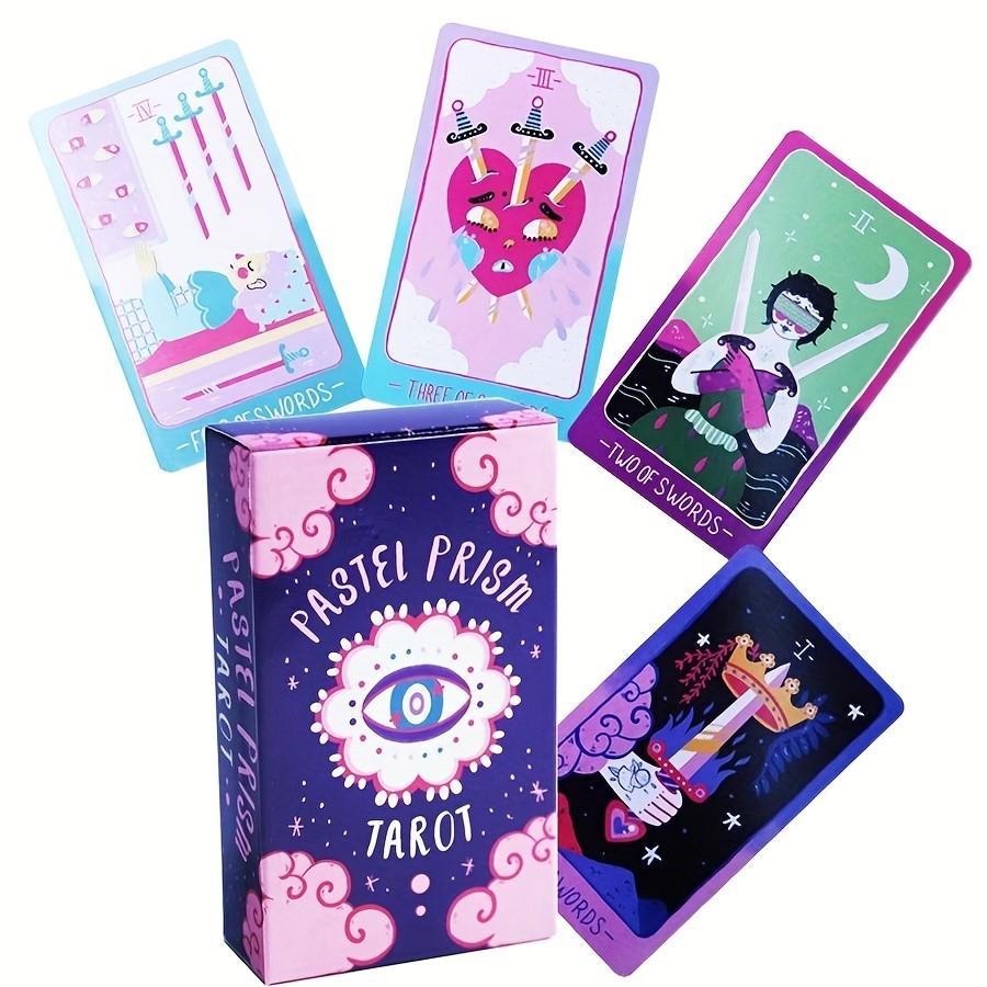 Pastel Soft Fantasy Prism Magic Tarot Deck, 78 Cards, and Sky Blue, Portable Fortune Telling Game, Ideal Gift for Holidays, Halloween, Thanksgiving, Beginner-Friendly