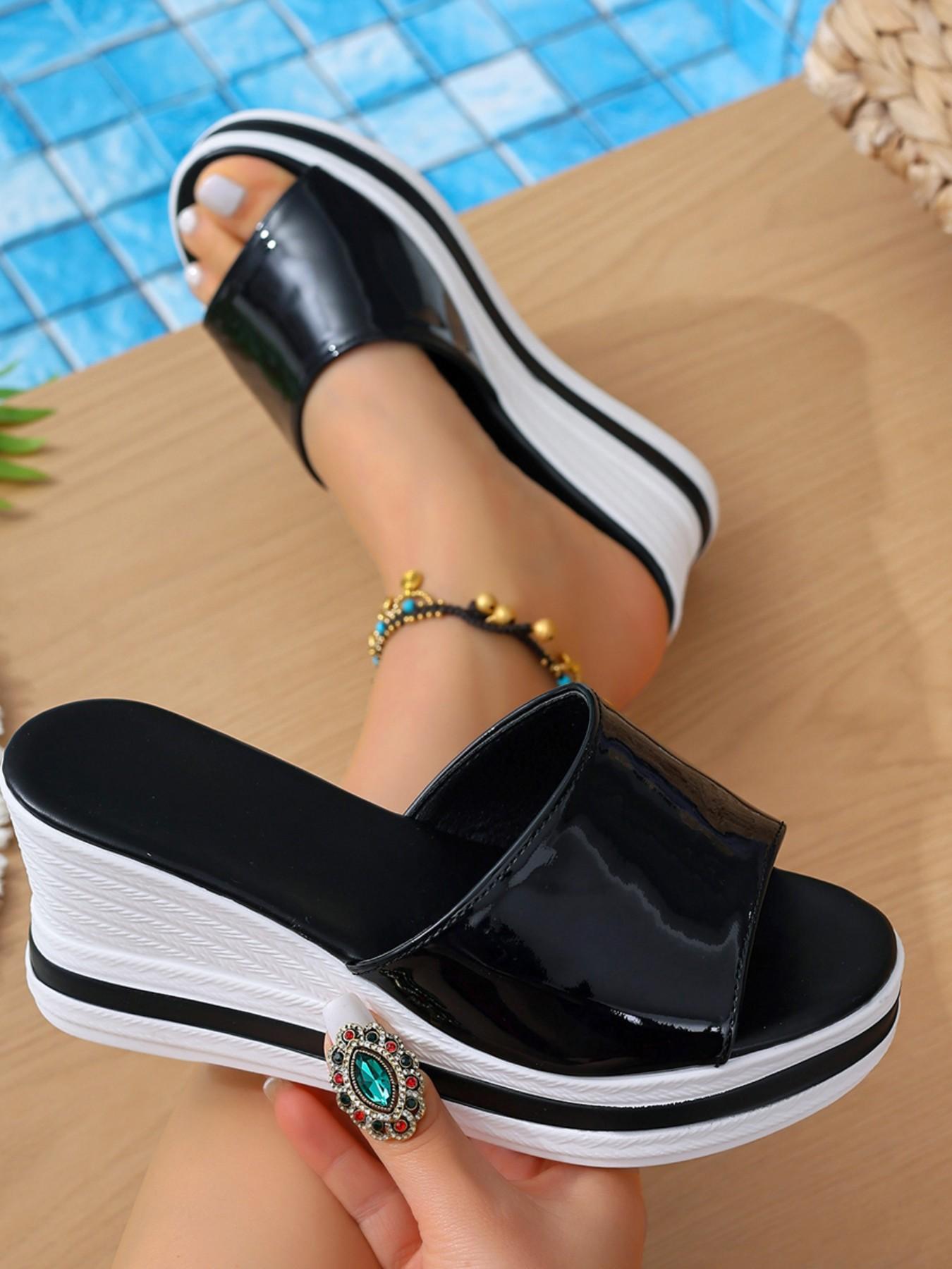 European Style PU Leather High Heel Sandals, Waterproof Thick Sole, Boho Design, All Seasons, Perfect for Parties and Office