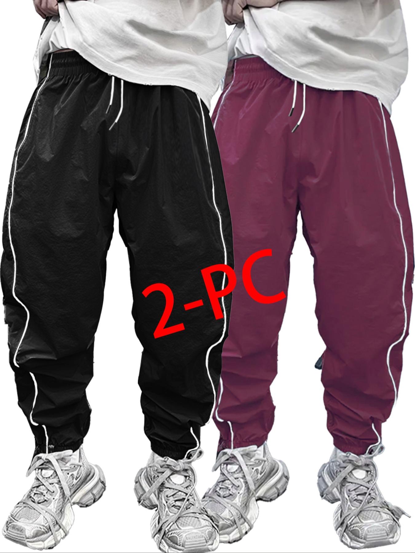 Men's Elastic Waistband Pants, Side Stripe Design, Casual Daily Wear, Comfortable & Versatile, Perfect for Everyday