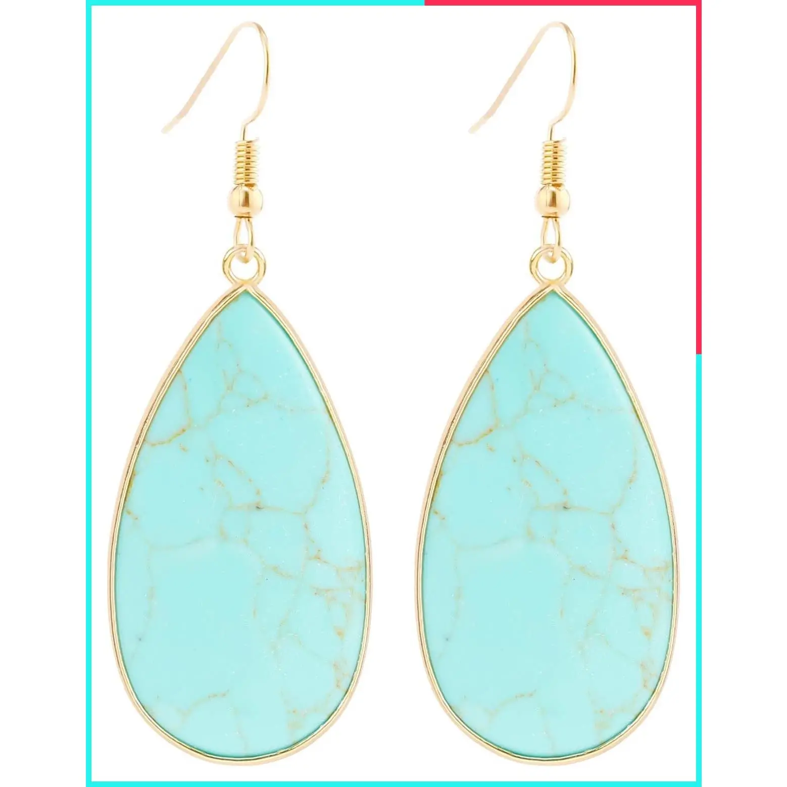 Natural Crystal Healing Stone Teardrop Dangle Earrings for Women - Lightweight Quartz Drop Earrings for Daily Wear, Multiple Colors Available
