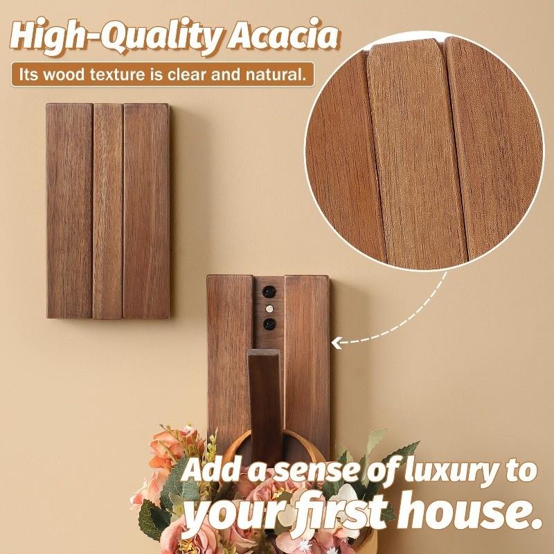 Magnetic Foldable Wooden Wall Hooks, Hidden Acacia Wood Coat Hooks, Flip Down Hooks for Coats, Bags, Hats, Towels