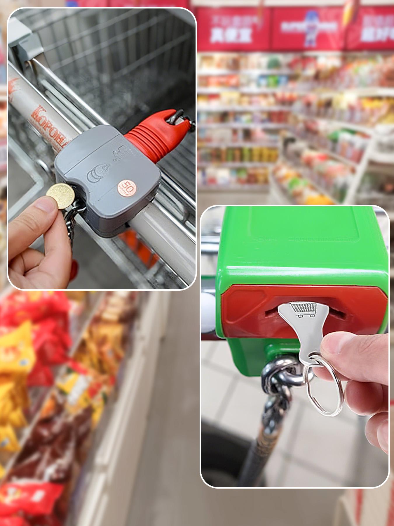 Stainless Steel Shopping Cart Token Keychain, Couple Key Chain Bottle Opener Bag Charm (silver Color), Casual Style, No Warning