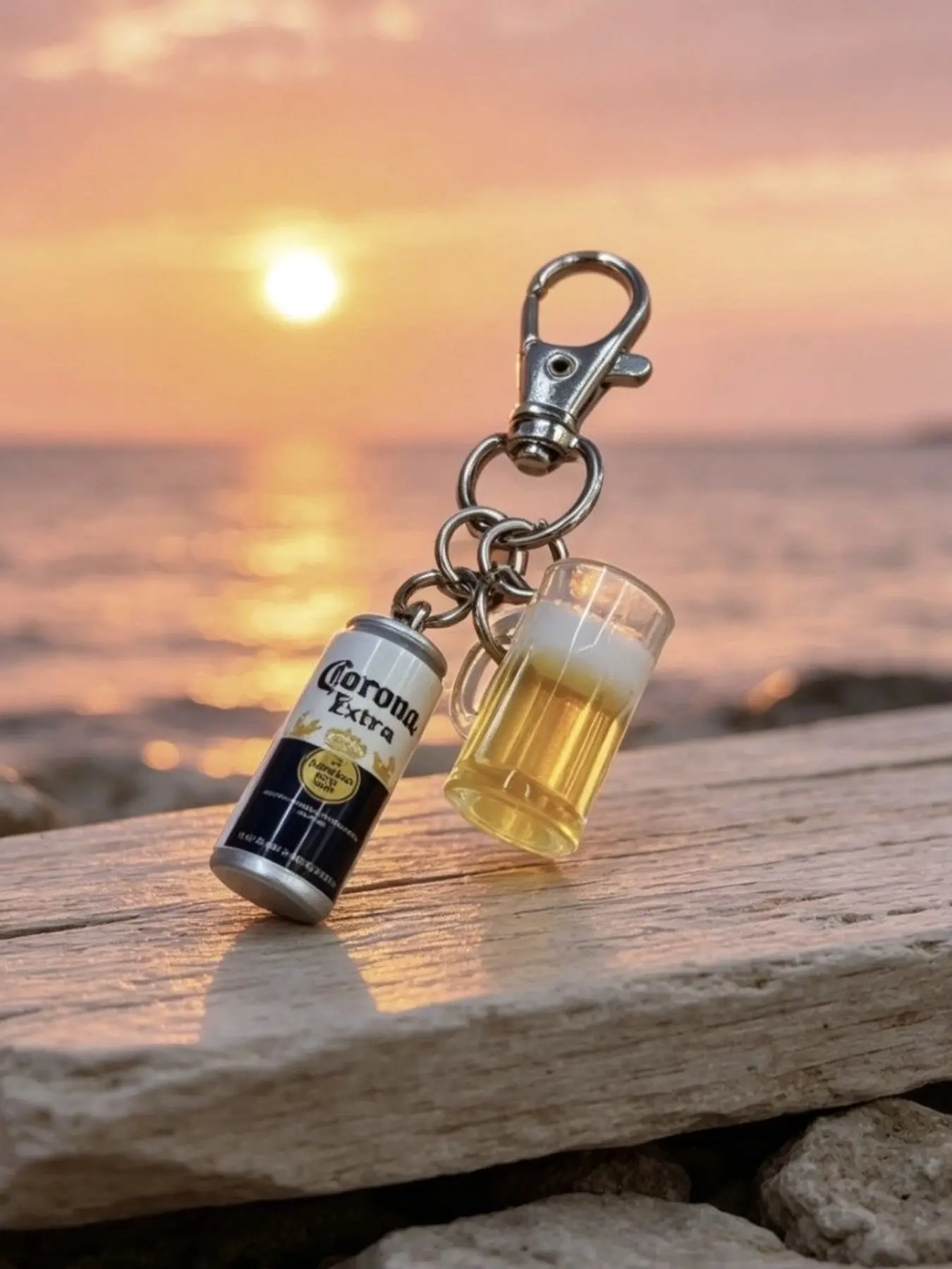 C0r0ne Mini Creative Replica Beer Drink Keychain, Unique Resin Pendant Sticker, Perfect for Bags and Keys, Cool Keychains, Trendy Accessory