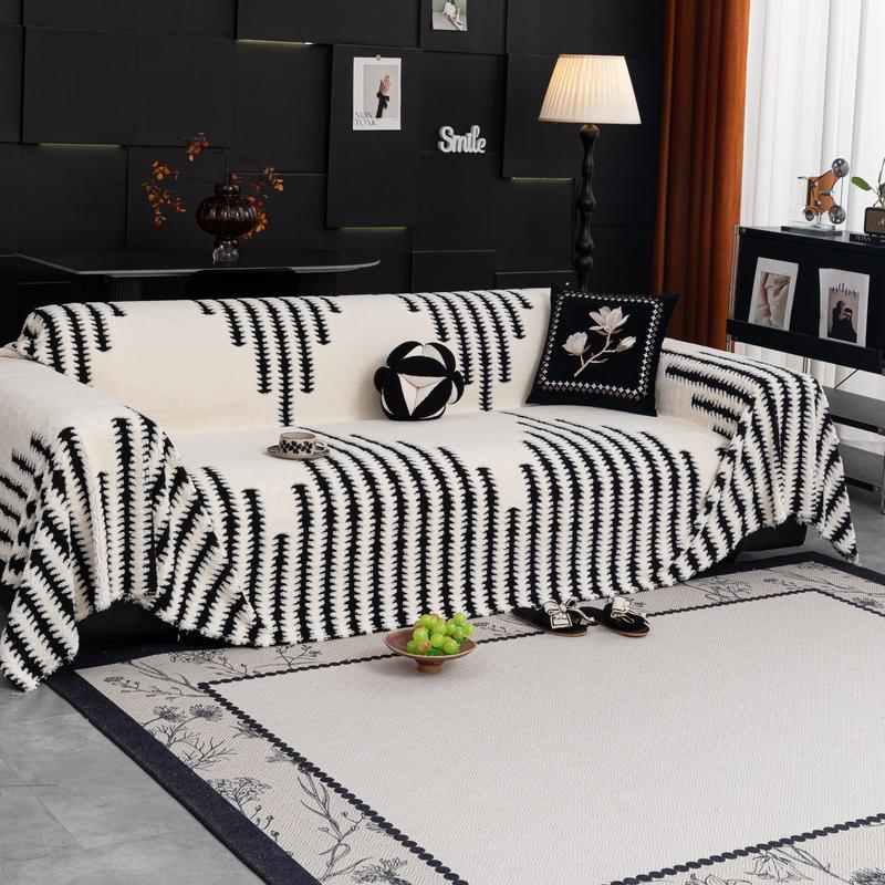 Geometric Stripe Sofa Soft Warm Throw, Modern Minimalist Style, All-Season Comfort, Pet-Friendly Washable, Multiple Colors & Sizes Available