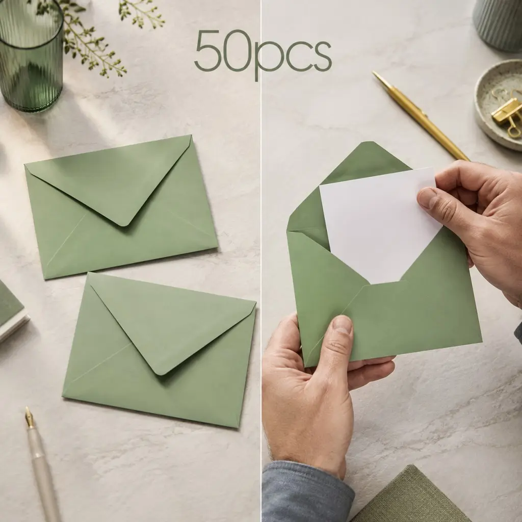 50 PCS/Pack A7 Envelopes, Euro Flap 5x7 Envelopes for Wedding Invitations, Greeting Cards, Acrylic Invitations, Photos, Postcards, Christmas Mailing 5.25 x 7.25 inches (Sage Green)